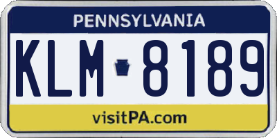 PA license plate KLM8189