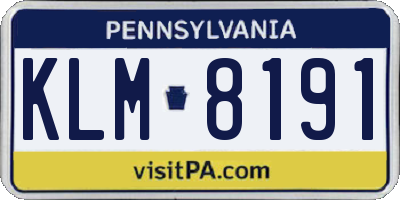PA license plate KLM8191
