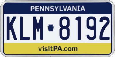 PA license plate KLM8192