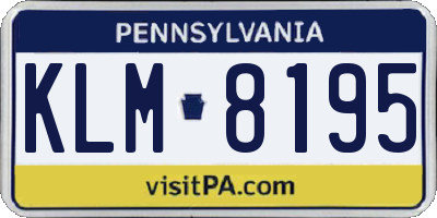 PA license plate KLM8195