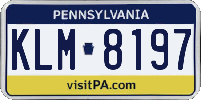 PA license plate KLM8197