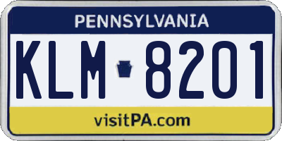 PA license plate KLM8201