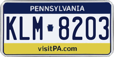 PA license plate KLM8203