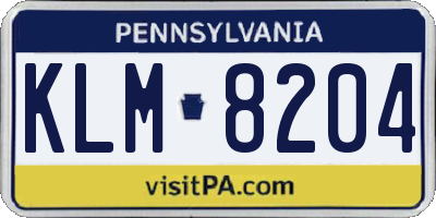 PA license plate KLM8204