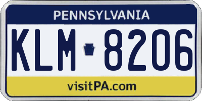PA license plate KLM8206