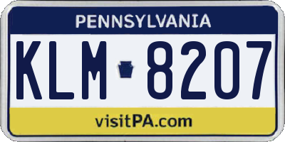 PA license plate KLM8207