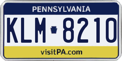 PA license plate KLM8210