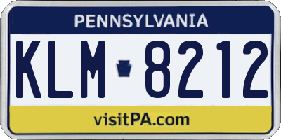 PA license plate KLM8212