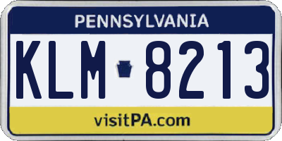 PA license plate KLM8213
