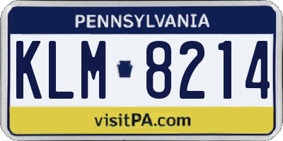 PA license plate KLM8214