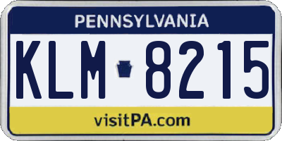 PA license plate KLM8215