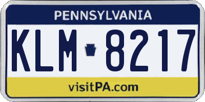 PA license plate KLM8217