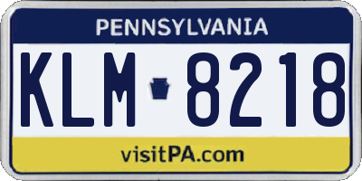 PA license plate KLM8218