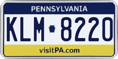 PA license plate KLM8220