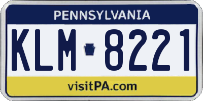 PA license plate KLM8221