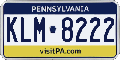 PA license plate KLM8222