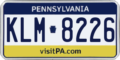 PA license plate KLM8226