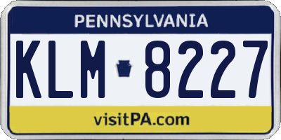 PA license plate KLM8227