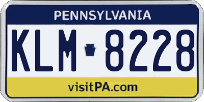 PA license plate KLM8228