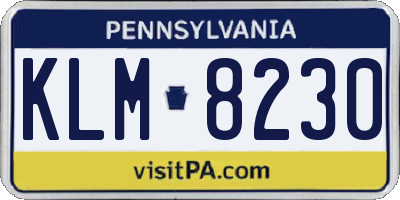 PA license plate KLM8230
