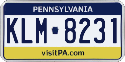 PA license plate KLM8231