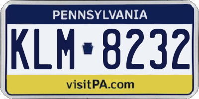 PA license plate KLM8232