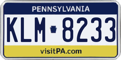 PA license plate KLM8233