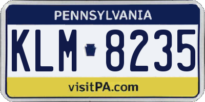 PA license plate KLM8235