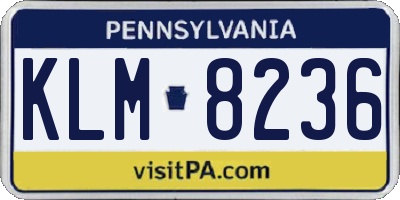 PA license plate KLM8236