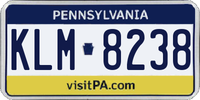 PA license plate KLM8238