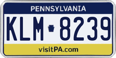PA license plate KLM8239