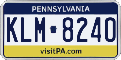 PA license plate KLM8240
