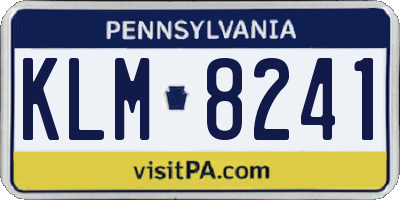 PA license plate KLM8241