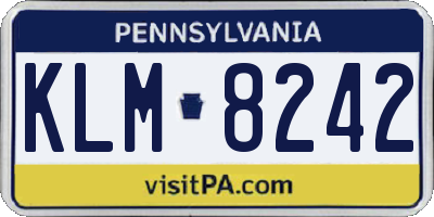 PA license plate KLM8242