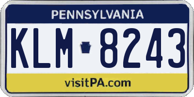 PA license plate KLM8243