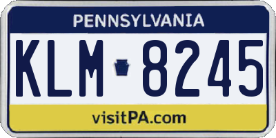 PA license plate KLM8245