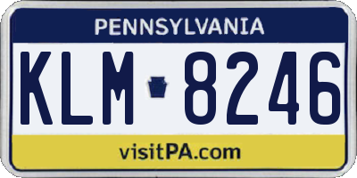 PA license plate KLM8246