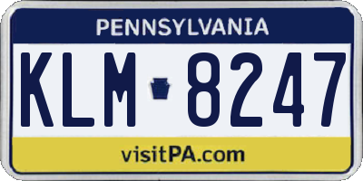 PA license plate KLM8247