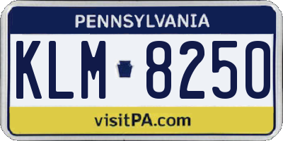 PA license plate KLM8250