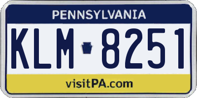 PA license plate KLM8251