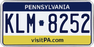 PA license plate KLM8252
