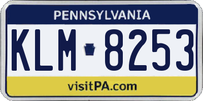 PA license plate KLM8253