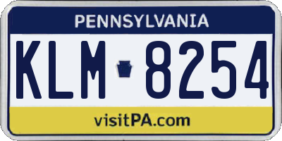 PA license plate KLM8254