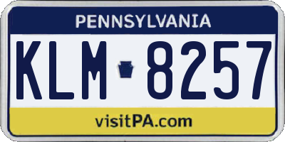 PA license plate KLM8257
