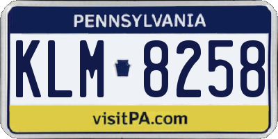 PA license plate KLM8258