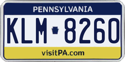 PA license plate KLM8260