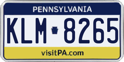 PA license plate KLM8265