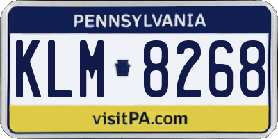 PA license plate KLM8268