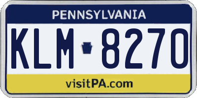 PA license plate KLM8270