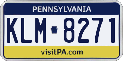 PA license plate KLM8271
